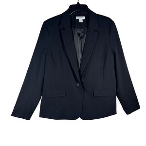 Liz Claiborne Black Single Button Blazer Jacket Women's Size‎ 14 NEW